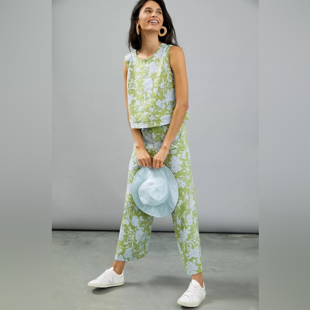 Anthropologie Maeve London Wide Leg Pants in Blue Motif XS - Picture 9 of 13